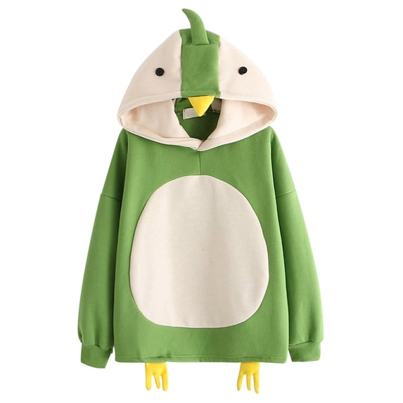 Tiweut Women Sweatshirt Cartoon Chick Design Cozy Lined Long Sleeve Hooded Sweatshirt Regular Blouse