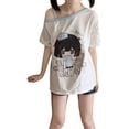 thumbnail image 1 of Tiweut Women Tshirt Off Shoulder Loose Summer Short Sleeve Crewneck Anime Graphic Tee Regular Tops, 1 of 4