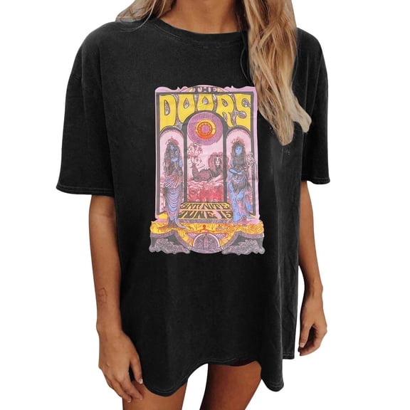 Tiweut Women Tshirt Skeleton Print Loose Fit Short Sleeve Pullover Outerwear,Black
