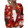 thumbnail image 1 of Tiweut Women's Cardigans Christmas Santa Gift Graphic Button Down Cozy Fall Winter Holiday Long Sleeve Loose Fit Outwear Blouses Red,S, 1 of 4