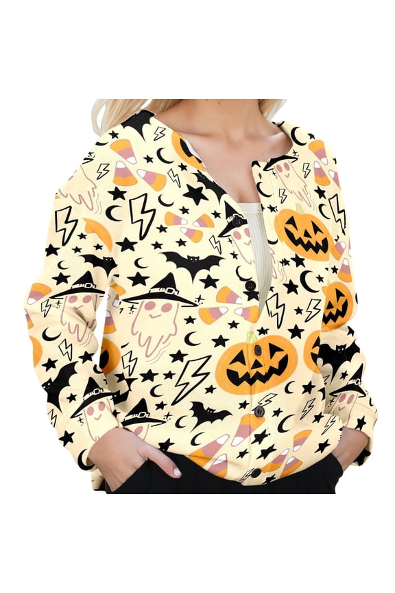 Women's Cardigans Long Sleeve Knit Sweater Open Front Loose Fit Cartoon Graphic Loungewear Blouses Orange,M