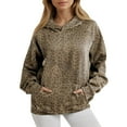 thumbnail image 1 of Tiweut Women's Casual Hoodies Hoodies Leopard Print Hooded Sweatshirt Long Sleeve Pullover for Fall Winter Comfortable Athletic with Pocket Regular Blouses Khaki,L, 1 of 5