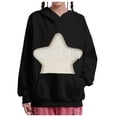 thumbnail image 1 of Tiweut Women's Casual Hoodies Hoodies Star Print Unisex Oversized Hooded Long Sleeve Loose Fit Pullover with Pocket Regular Blouses Black,L, 1 of 6