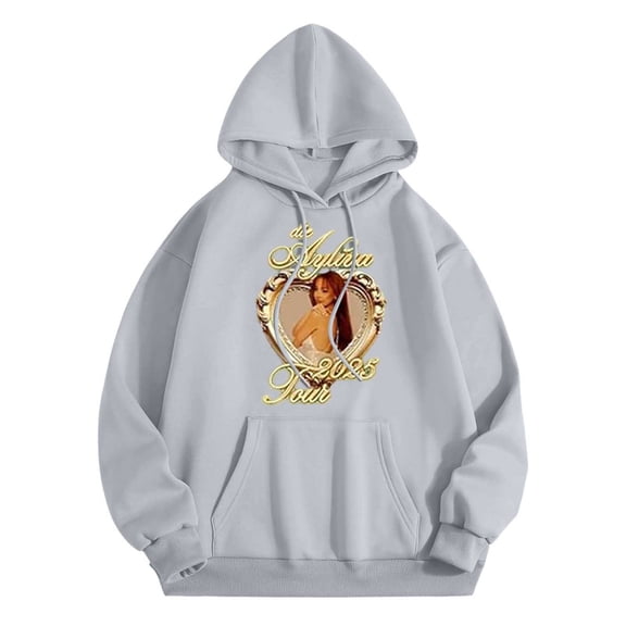 Tiweut Women's Hoodies Fashion Beautiful Girls Graphic Print Long Sleeve Winter Hooded Loose Blouses,Grey,S