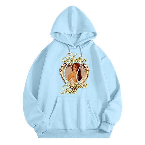 Tiweut Women's Hoodies Fashion Beautiful Girls Graphic Print Long Sleeve Winter Hooded Loose Blouses,Light Blue,S