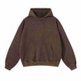 thumbnail image 1 of Tiweut Women's Hoodies Hoodies Distressed Oversized Washed Pullover Long Sleeve Hooded Streetwear Lined Sweatshirt Tops Brown,L, 1 of 2