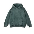 thumbnail image 1 of Tiweut Women's Hoodies Hoodies Distressed Oversized Washed Pullover Long Sleeve Hooded Streetwear Fleece Lined Sweatshirt Tops Green,2XL, 1 of 2