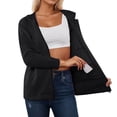 thumbnail image 1 of Tiweut Women's Leisure Jackets Long Sleeve Hooded Zipper Loungewear Versatile Basic Outerwear Solid Color All Seasons Regular Blouses Black,M, 1 of 6