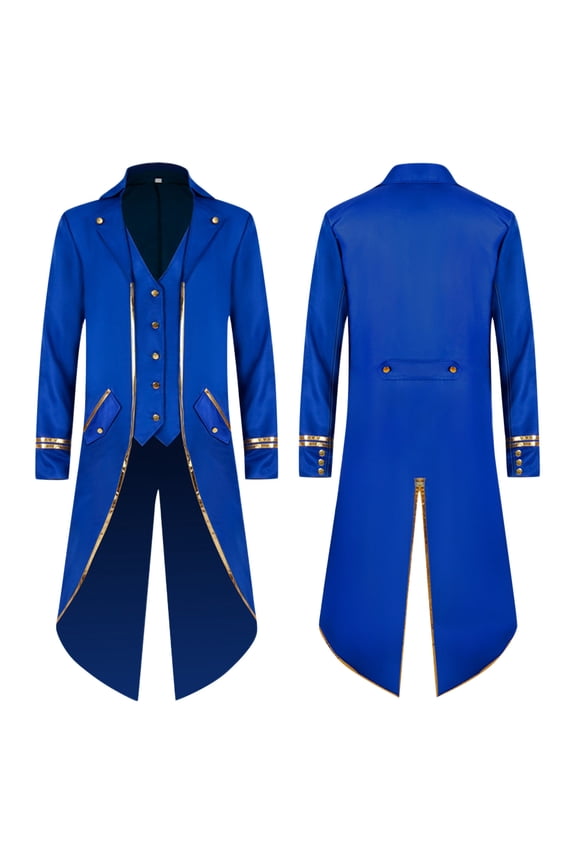 Women's Leisure Jackets Male Slim Fit Retro Halloween Punk Gold Edge Loose Fit Coat Regular Blouses Blue,S