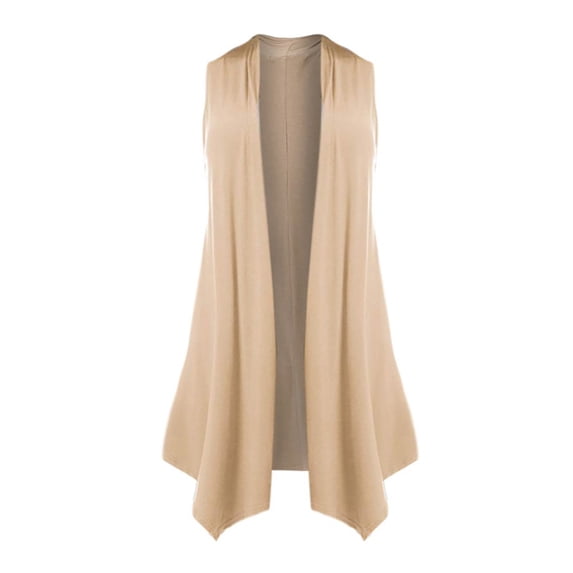 Tiweut Women's Sleeveless Cardigan Summer Open Front Vest Lightweight Cool Coat,Khaki