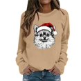 thumbnail image 1 of Tiweut Women's Sweatshirts Christmas Cozy Dogs Graphic Crewneck Pullover Long Sleeve Soft Fleece Loose Fit Holiday Pullover Blouses,B-Khaki,XL, 1 of 5