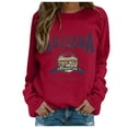 thumbnail image 1 of Tiweut Women's Sweatshirts Fall/Winter Letter Print Long Sleeve Crewneck Loose Fit Pullover Relaxed Fit Blouses Red,S, 1 of 4