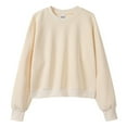 thumbnail image 1 of Tiweut Women's Sweatshirts Round Neck Long Sleeved Pure Color Loose Fit Pullover Tops Beige,L, 1 of 2