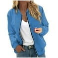 thumbnail image 1 of Tiweut Womens Baseball Jackets Zip Up Long Sleeve Zipper Lightweight Loose Fit Outwear Coat Regular Blouses Blue,L, 1 of 5