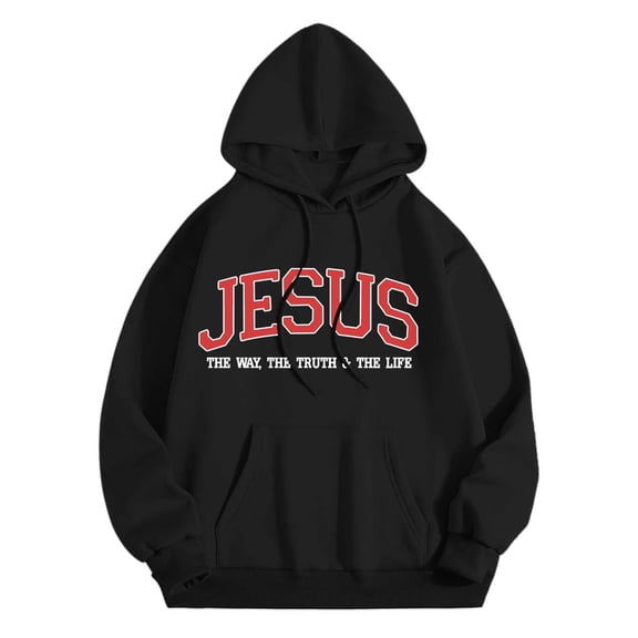 Tiweut Womens Casual Hoodies Letter Print Sweatshirt Long Sleeve with Pockets Loose Fit Blouses for Ladies Black,XL