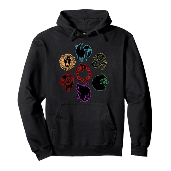 Tiweut Womens Casual Hoodies Symbols Gathering Magic - Choose Wisely Blue Red Green Pullover Hoodie,C-Black,Black