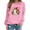 thumbnail image 1 of Tiweut Womens Casual Sweatshirts Vintage Printed Long Sleeve Round Neck Loose Fit Pullover Stylish Everyday Wear Relaxed Fit Tops Pink,L, 1 of 5