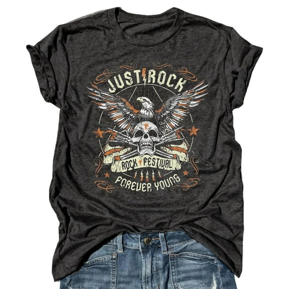 Tiweut Womens Casual Tshirts Summer Retro Round Neck Short Sleeve Funny Graphics Tops Loose Fit Ladies Tees Grey S