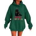 thumbnail image 1 of Tiweut Womens Christmas Hoodies Hoodies Santa Cat Printed Sweatshirt Long Sleeve Hooded Loose Fit Pullover Regular Tops Dark Green,2XL, 1 of 4