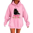 thumbnail image 1 of Tiweut Womens Christmas Hoodies Hoodies Santa Cat Printed Sweatshirt Long Sleeve Hooded Loose Fit Pullover Regular Tops Pink,L, 1 of 4