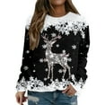 thumbnail image 1 of Tiweut Womens Christmas Sweatshirts Santa Deer Print Round Neck Long Sleeve Cozy Holiday Regular Tops Black,L, 1 of 4
