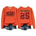 thumbnail image 1 of Tiweut Womens Christmas Sweatshirts Loose Fit Hoodless Pullover Long Sleeve Crewneck Everyday Wear Soft Fashion Streetwear Ladies Blouses Orange,XL, 1 of 3