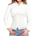 thumbnail image 1 of Tiweut Womens Corset Lace Shaping Bodysuit Waist Cincher with Hook Closure Slim Fit Tops,D-White,S, 1 of 4