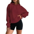 thumbnail image 1 of Tiweut Womens Hoodies Hoodies Sweatshirt Pullover Fleece Long Sleeve Hooded Everyday Wear Basic Loungewear Lightweight Versatile Regular Tops Wine,3XL, 1 of 6