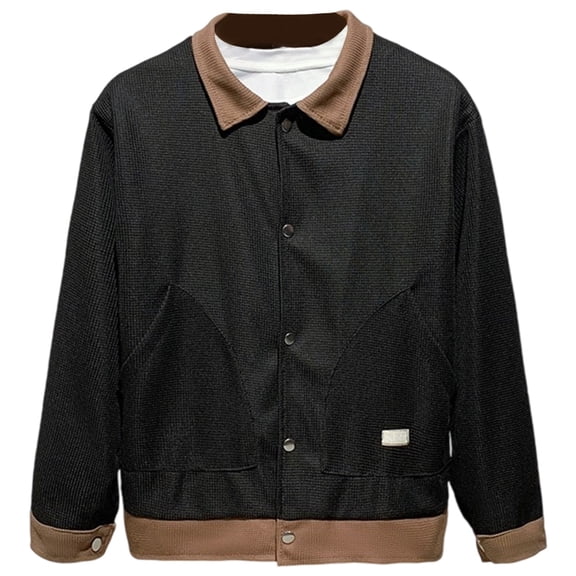 Tiweut Womens Jackets Lightweight Long Sleeve Lapel Button Outerwear Loose Fit Coat for Fall Seasons Regular Blouses Black,3XL