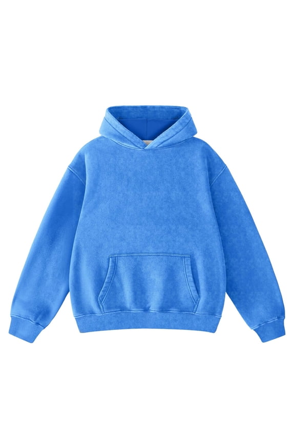 Womens' Leisure Hoodies Hoodies Distressed Style Pullover Long Sleeve Hooded Cozy Loungewear with Front Pocket Tops Blue,XS