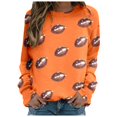 thumbnail image 1 of Tiweut Womens' Leisure Sweatshirts Fashion Football Printed Round Neck Hoodless Long Sleeve Loose Fit Pullover Tops Orange,L, 1 of 4