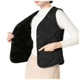 thumbnail image 1 of Tiweut Womens Puffer Vest Lightweight Crew Collar Sleeveless Quilted Jackets Button Fall Spring Plus Size Coat Outerwear,Black, 1 of 3