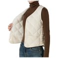 thumbnail image 1 of Tiweut Womens Puffer Vest Lightweight Crew Collar Sleeveless Quilted Jackets Button Fall Spring Plus Size Coat Outerwear,White, 1 of 3