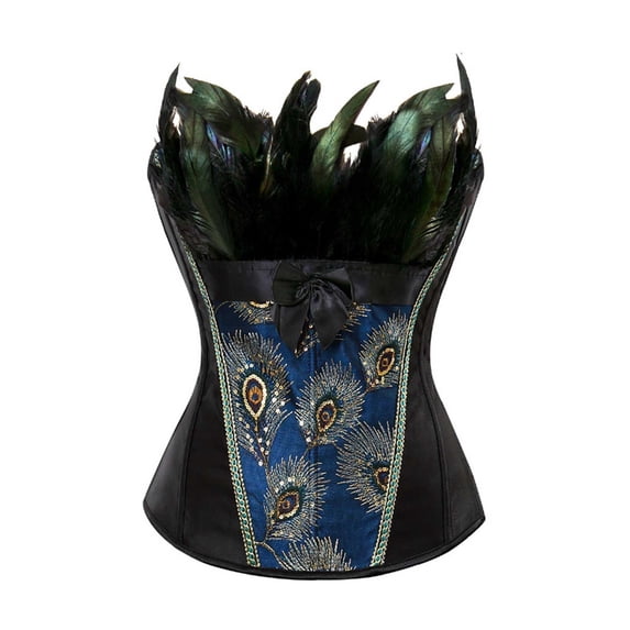 Tiweut Womens Style Underbust Corset with Metal Leather Styling Gothic Waist Training Tops,E-Black,L