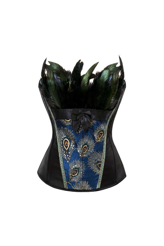 Womens Style Underbust Corset with Metal Leather Styling Gothic Waist Training Tops,E-Black,XL