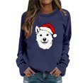 thumbnail image 1 of Tiweut Womens Sweatshirts Christmas Cozy Dogs Print Crewneck Pullover Long Sleeve Soft Fleece Loose Fit Holiday Pullover Regular Tops,A-Navy,S, 1 of 5