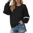 thumbnail image 1 of Tiweut Womens Sweatshirts Heavyweight Solid Color Crewneck Long Sleeve Side Line Fall Fashion Casual Streetwear Loose Pullover Top,Black,L, 1 of 4