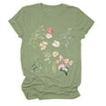 thumbnail image 1 of Tiweut Womens T Shirt Floral Print Crew Neck Short Sleeve Loose Pullover Outerwear,Green, 1 of 4