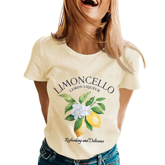 Tiweut Womens T Shirts Short Sleeve Crew Neck Graphic Print Loose Pullover Tops,L