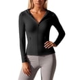 thumbnail image 1 of Tiweut Womens Yoga Jackets Lightweight Zip Up Hooded Slim Fit Long Sleeve Running Fitness Activities Stylish Ladies Outerwear Black,M, 1 of 9