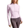 thumbnail image 1 of Tiweut Yoga Jackets for Women Lightweight Stretchy Zipper Workout Running Slim Fit Athletic Outerwear Ladies Outerwear Pink,2XL, 1 of 4
