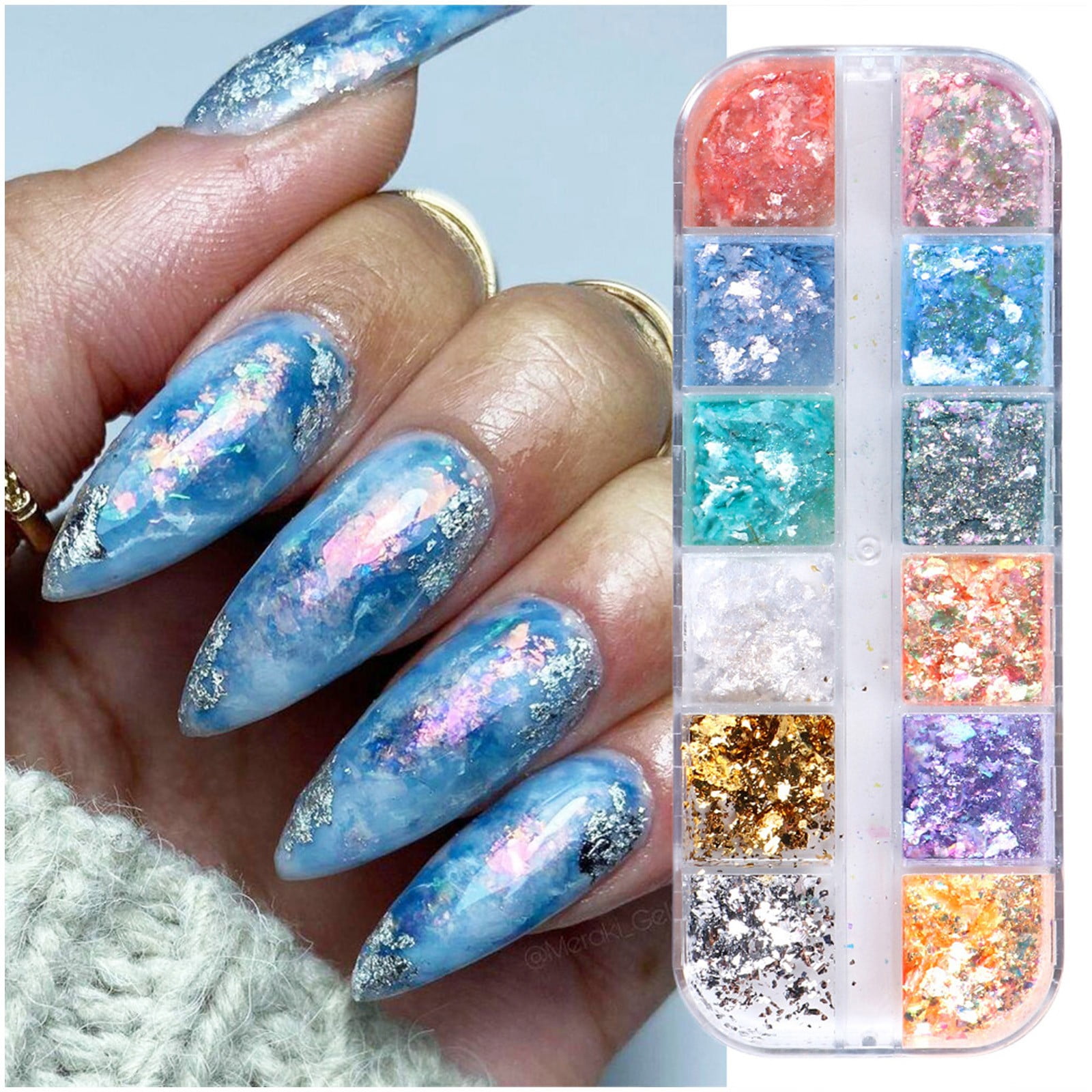 TixWerTix Flake Nail Glitter Sequins Ice Slag Nail Glitter Colorful
