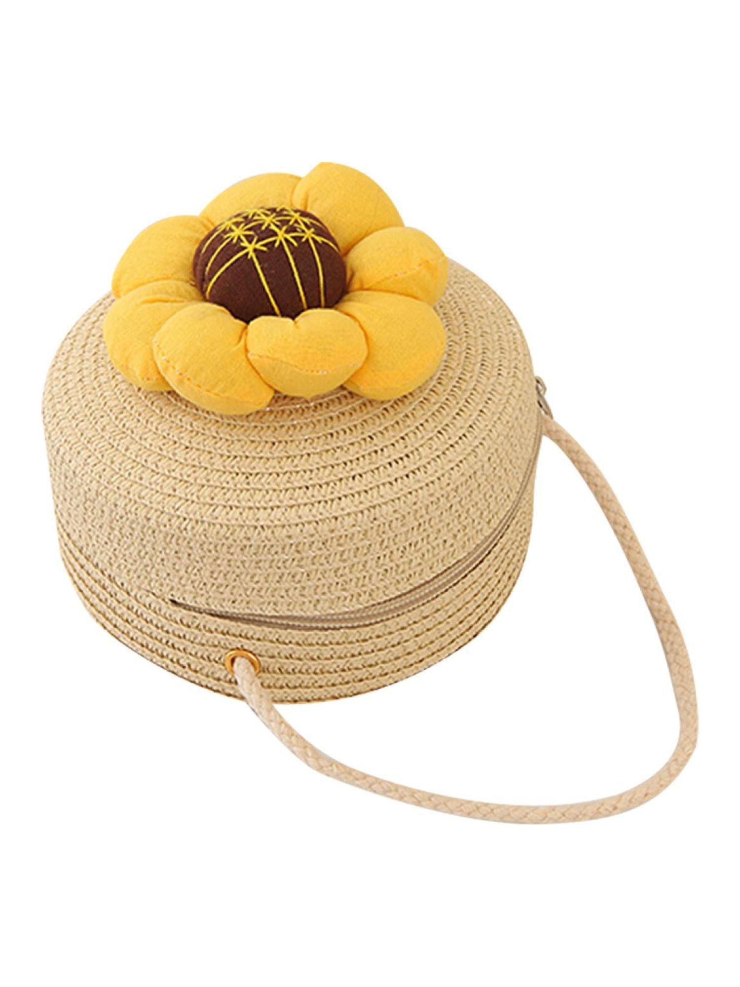 Tiyuyo Kids Sunflower Straw Shoulder Bag Girl Summer Sweet Purse