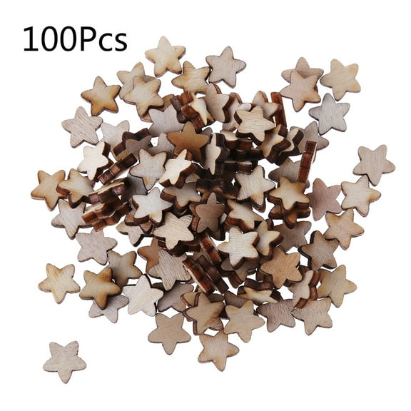 Tizuqe 100 Pieces Star Shape Natural Wood Slices for Creative Wooden Ornament Hangings Photography Props Christmas Home Decorat