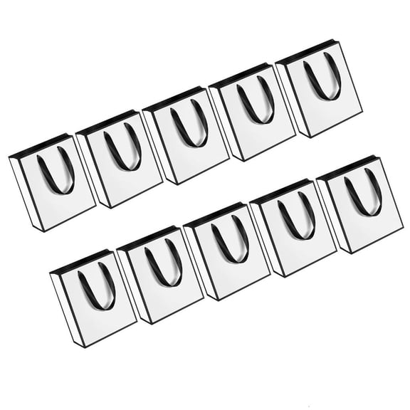 Tizuqe 10Pcs White Paper Bag with Handle 6x2.4x7.8Inch For Wedding Retail Packaging
