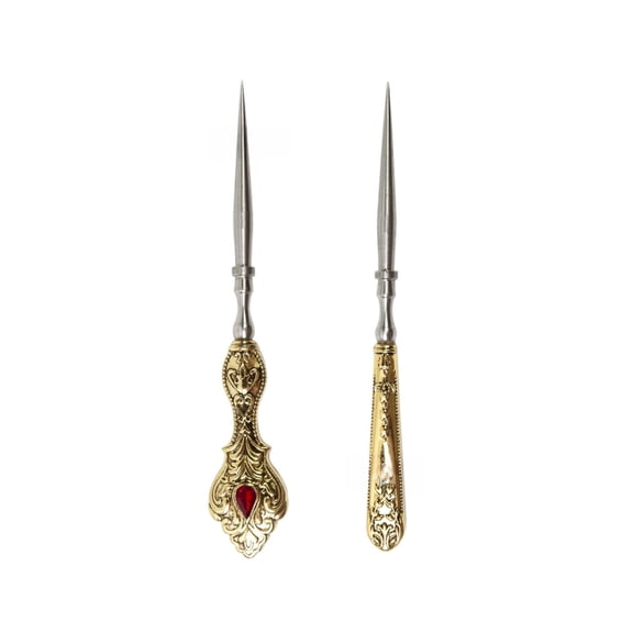Tizuqe 2 Pieces Vintage Sewing Awls Metal Sewing Awl Tool Ergonomic Grip for Craft Hand Stitching Sewing