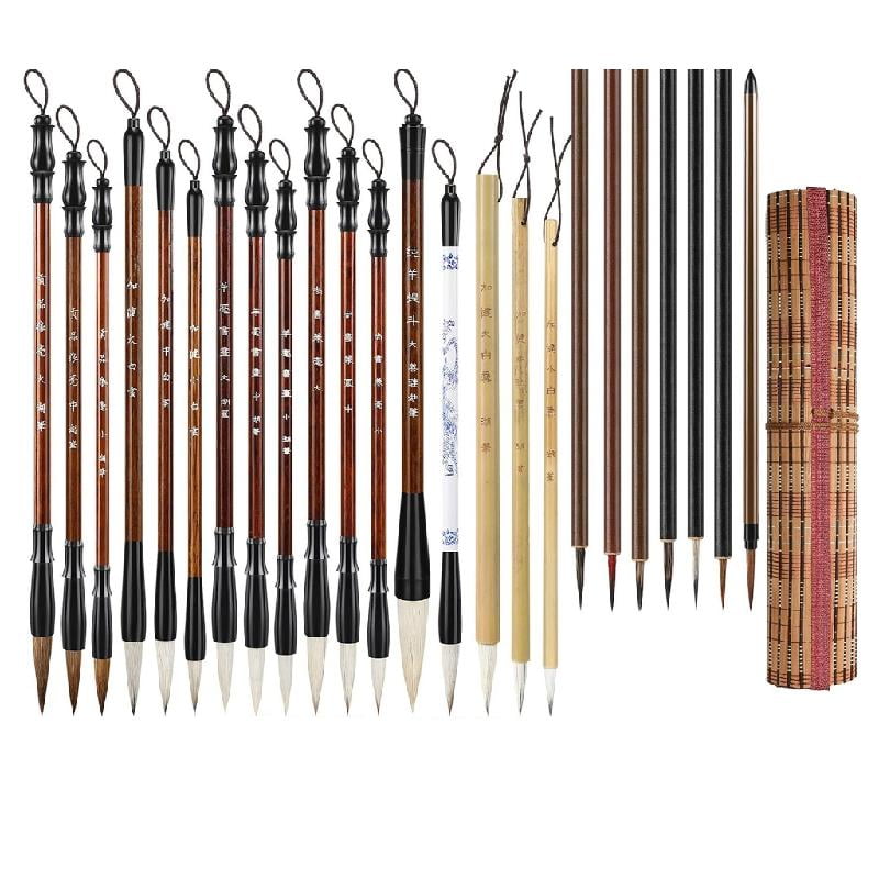 Tizuqe 24Pcs Traditional Chinese Calligraphy Brush Painting Brush Antithetical Couplet Writing Brush Watercolor Paint Brush