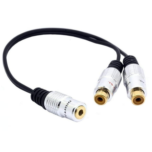 Tizuqe 25cm Copper Adapter Cord 3.5mm Female to 2RCA Female Cable Extension Line Gold Plated Connectors Designing