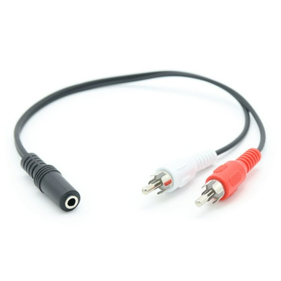 Tizuqe 25cm Length 3.5mm Stereo to 2 RCA Cable Amplifier Connecting Line Signal Line