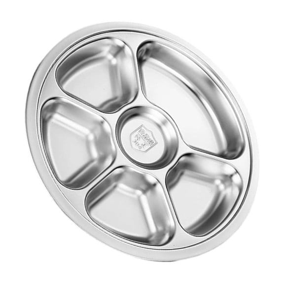 Tizuqe 28Cm Stainless Steel Round Divided Plate Food Grade Microwave Safe Kitchenwares